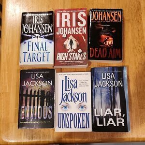 Iris Johansen & Lisa Jackson Suspense Romance Fiction Bundle 6 Paperback Books